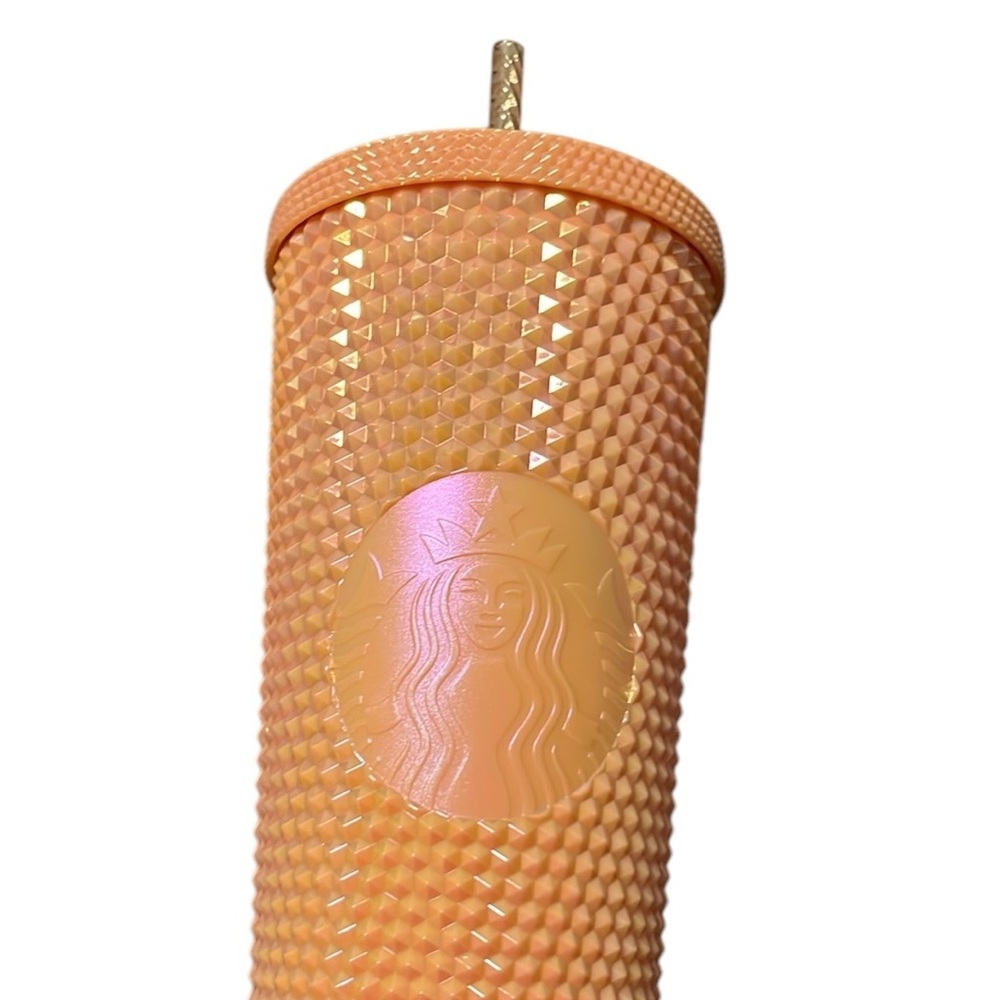 Starbucks coral iridescent studded tumbler with straw 24 oz - Picture 2 of 5